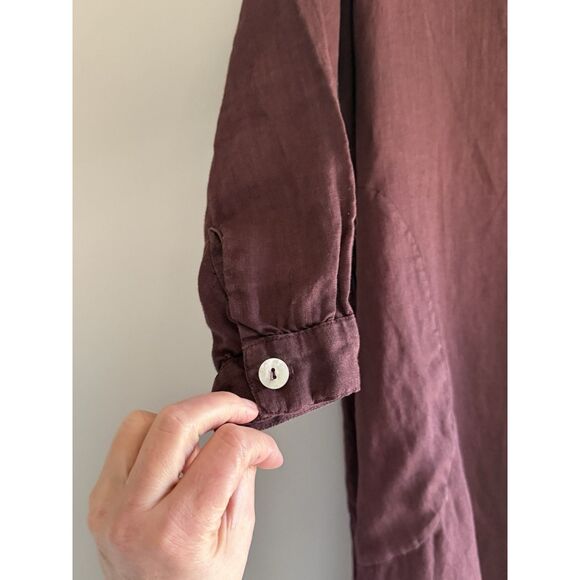 Match Point 100% Tunic Top Dress Pockets Button Wine Lagenlook Breathable Large - Picture 7 of 16